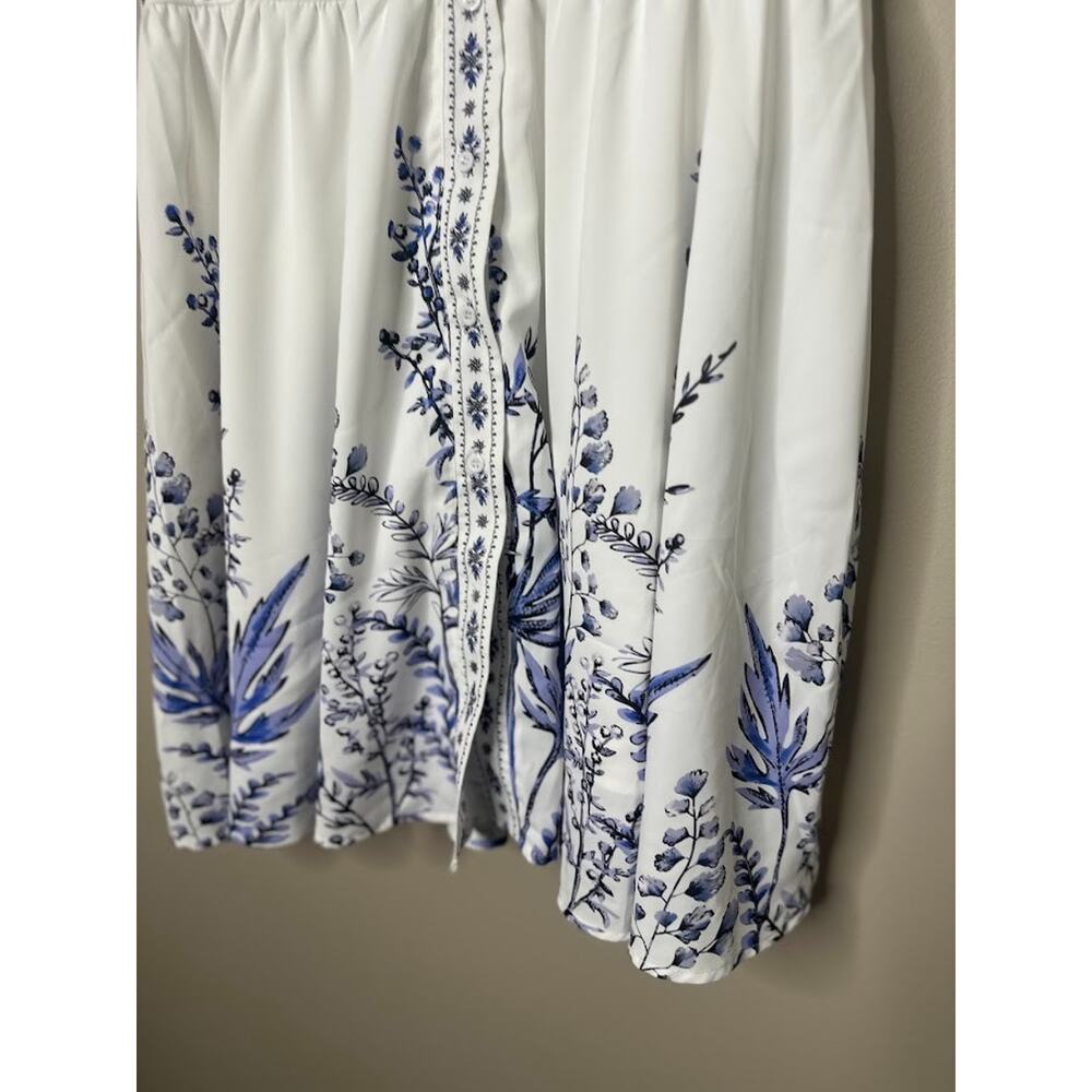 Cupshe White Mini Dress with Blue Botanical Print - Picture 4 of 12